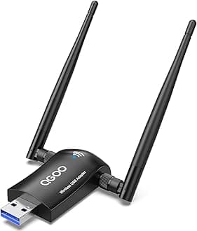 Wireless WiFi Adapter for Desktop PC - QGOO AC1300Mbps USB 3.0 Network Dongle with 5dBi High Gain Dual Antennas, Dual Band 2.4G/400Mbps 5G/867Mbps for Laptop Computer Compatible Windows11/10/8/7
