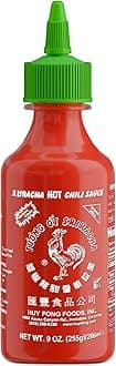 The Original Huy Fong Sriracha, 9 OZ Rooster Sriracha Chili Sauce, Spicy Flavor Hot Sauce W/Chili Pepper, Sriracha Chili Paste for Tacos，Hotdogs, Burgers, Soups, 1-Pack