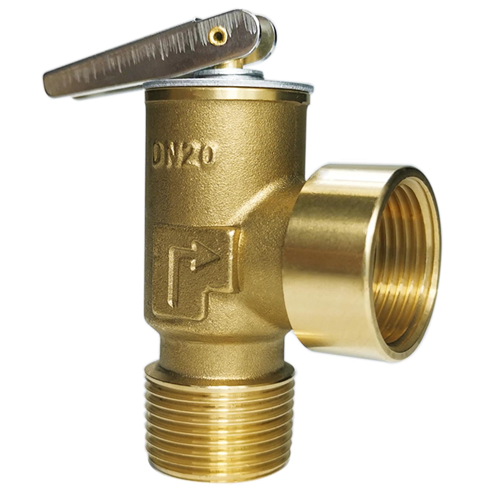 100 PSI Water Heater Pressure Relief Valve 3/4" NPT Connection, Max Input 510,000 BTU/h, Thickened Brass Body with Stainless Steel Spring Pressure Release Valve, Use for Cold & Hot Water System