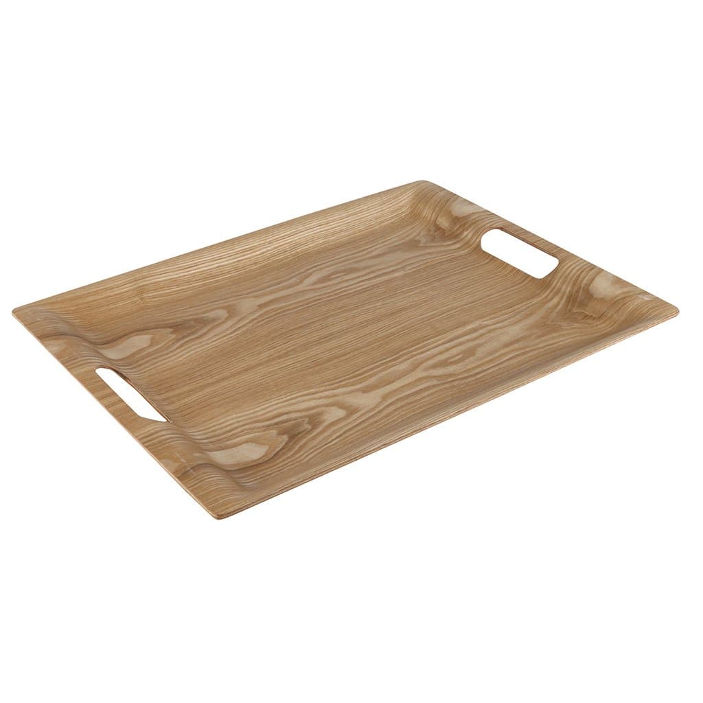 Rectangular Serving Tray, Wood, Brown, 34.2 x 45.3 x 2.5 cm
