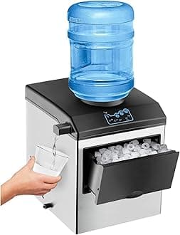 KOTEK 2 in 1 Countertop Ice Maker Machine with Water Cooler Dispenser Combo, 48LBS/24H, S-M-L 3 Sizes Bullet Ice, Fast 6 Mins, 5LBS Ice Storage Basket, 2 Ways to Add Water with Ice Scoop