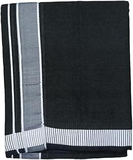 Men's Cotton Colored Dhoti with Fancy Border Kerala-style Veshti Mundu Kaili Lungi 2.0 Mtrs