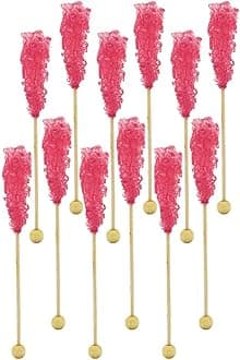 Rock Candy Lollipops Pops Candy Suckers, Variety Flavor and Color Assortment, 5.5" (24-Pack, Cherry)