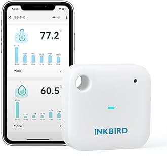 INKBIRD WiFi Thermometer Hygrometer Monitor, Smart Temperature Humidity Sensor IBS-TH3 with App Notification Alert, 1 Year Data Storage Export, Remote Monitor for Greenhouse Wine Cellar Baby Room