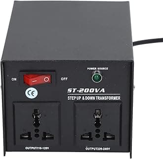 ELC T-5000 200-Watt Step Up Down Voltage Converter Transformer, 110V to 220V or 220V to 110V Conversion, Circuit Breaker, 3-Year (US Plug)