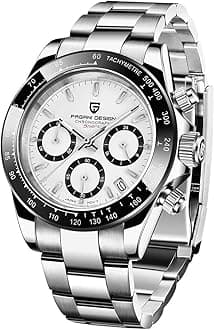 (パガ－ニデザイン) Men’s Watches Full Stainless Steel Analogue Quartz Wrist Watch for Men Daytona Homage Luxury Waterproof Dress Wristwatch Auto Date