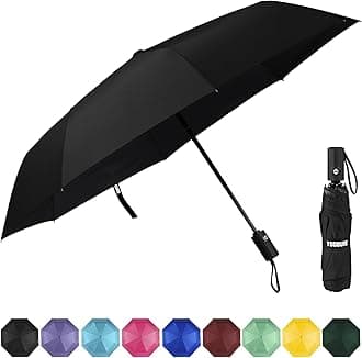 YoobureWindproof Travel Umbrella, Automatic Umbrellas for Rain - Compact Folding Umbrella with UV Protection, Lightweight Portable Design for Backpack/Walking/Car, Sun & Storm Ready