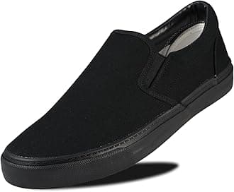 Men's Sneakers Classic Low Top Slip On Shoes Wide Canvas Skate Loafers Sneakers with Soft Insole Causal Dress Shoes for Men Comfortable Walking Shoes Slip on Sneakers for Men