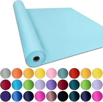 SMART&CASUAL 24" x 2,520" (210') Light Blue Kraft Craft Paper Roll for Gift Wrapping Bulletin Board Bouquet Flower Kids Art Packing Parcel Table Covering 80GSM 55LB (Light Blue, 24" x 210')