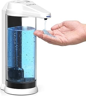 Automatic Soap Dispenser, 500ml/17OZ, 8 Levels Volume Control, Dish Soap Pump Touchless Hand Sanitizer Dispenser for Kids Bathroom Kitchen Commercial, White