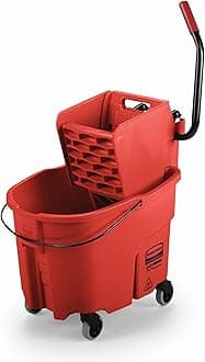 Rubbermaid FG758888RED WaveBrake 35 QT Side-Press Bucket and Wringer, Red