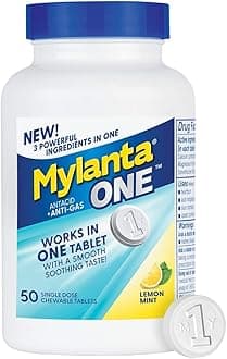 MylantaOne Single Dose Chewable AntacidAntigas Tablets, Lemon Mint, 50 Count