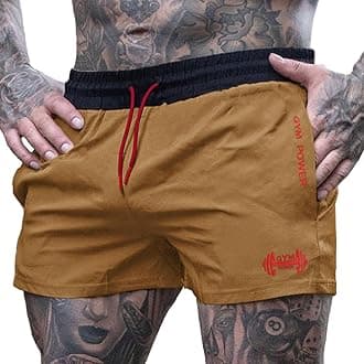 Muscle Alive Men's Sport Running 1 Inch Elite Split Running Shorts with Side Mesh Panel Quick Dry Shorts