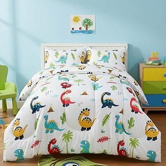Utopia Bedding All Season Dinosaur Comforter Set with 2 Pillow Cases, 3 Piece Soft Brushed Microfiber Kids Bedding Set for Boys/Girls, Machine Washable (Twin)