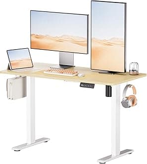 Electric Standing Desk - Adjustable Height with Memory Preset, 120 x 60 cm Ergonomic Design Home Office Standing Desk