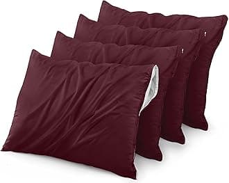 Utopia Bedding 4 Pack Waterproof Pillow Protectors with Zipper Queen Size (Burgundy), Bed Bug and Dust Mite Proof Pillow case Covers, Moisture Wicking Pillow Encasements 20 x 28 Inches