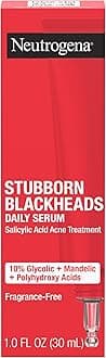 Stubborn Blackheads Daily Acne Facial Serum with Salicylic, Glycolic, Polyhydroxy & Mandelic Acids, Oil-Free Face Serum for Acne-Prone Skin to Help Clear Clogged Pores, 1 fl. oz