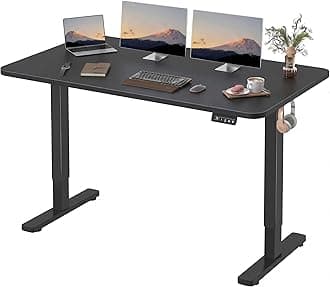 55 x 24 Inches Electric Height Adjustable Standing Desk Large Sit Stand Up Desk Home Office Computer Desk Memory Preset with T-Shaped Metal Bracket, Black