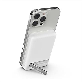 Belkin Portable Charger, Wireless Power Bank 5000 mAh MagSafe Charger 7.5W, Built-in Pop-up Kickstand - iPhone 17, Air, Pro, Pro Max, AirPods, Apple Watch, Google Pixel 10, etc. - White