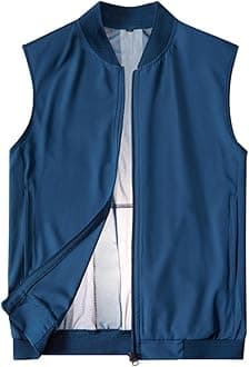 Men's Lightweight Vest Breathable Sleeveless Outdoor Work Cooling Waistcoat Jackets for Travel Hiking Running with Pockets