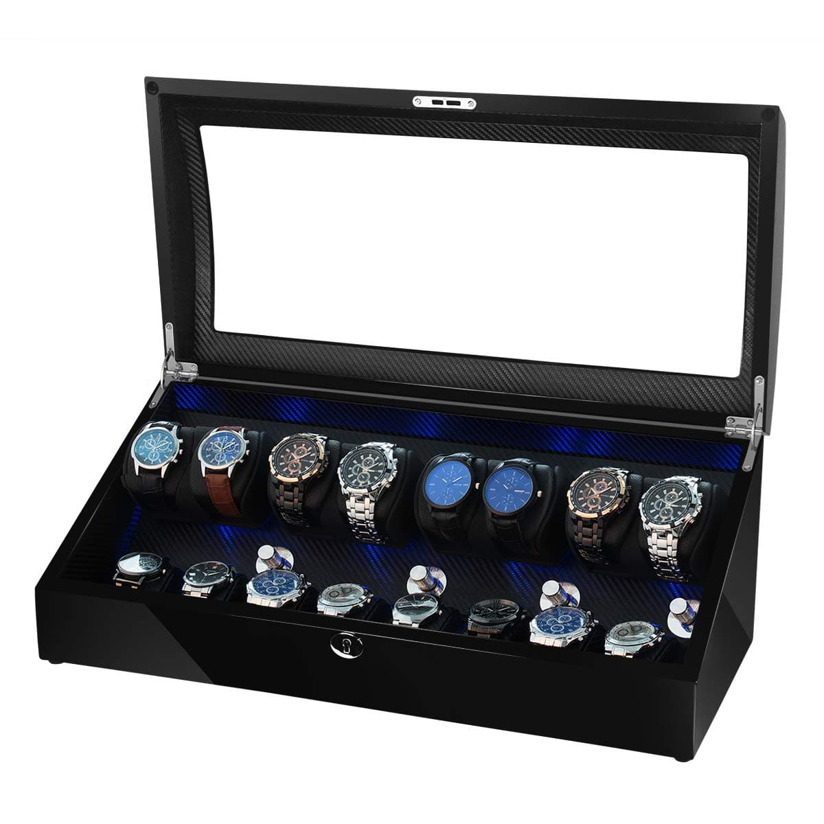 TEEMING Automatic Watch Winder Display Box for 16 Watches