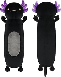 22inch Black Axolotl Stuffed Animal, Soft Long Pillow Doll Cute Axolotl Plush Body Pillow Plushies Toy Gift for Kids, Boys Birthday, Halloween, Christmas