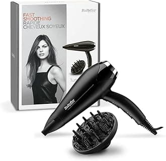 Hair Dryer Turbo Smooth 2200, Powerful Dryer With Adjustable Speed Settings, Multiple Heat Settings For Customized Styling, Ionic Technology Reduces Frizz And Enhances Shine, D572DSDE (Black)