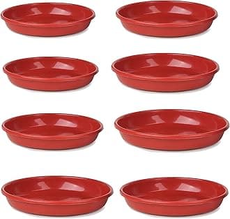 Plants Bottom Plate, Drip Tray for Plants, Gamla, Terracotta Color| (8-inch, Red) Set of 8