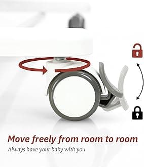 Rocking Bassinet for Baby, Automatic Electric Bedside Bassinet, 5 Heights Adjustable Baby Bedside Sleeper for Infant 0-6 Months, Auto Rocking Crib on Wheels, Dark Grey