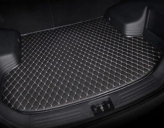 CHIRON Boot Compatible with Toyota Innova Crysta Custom Fitted Faux Leather Boot Antiskid Car Floor Mats - Black with Beige Thread