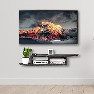 Torche Wooden Wall Mounted TV Unit, TV Cabinet for Wall, TV Stand for Wall, TV Stand Unit Wall Shelf for Living Room, Set Top Box Stand (Granite Black-QR TV)