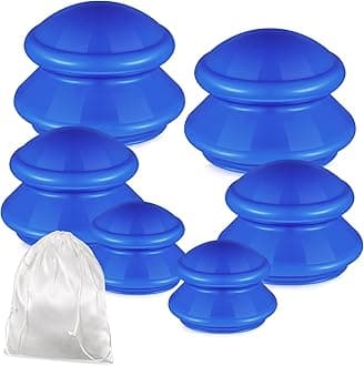 TrelaCo 6 Pcs Cupping Therapy Set Silicone Cupping Therapy, 3 Sizes Cupping Therapy Studio and Household Silicone Cupping Set, Chinese Massage Cups for Cellulite Joint Pain Muscle Pain (Solid Blue)