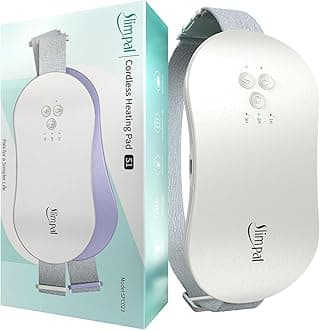 Slimpal Period Pain Relief Heating Pad, Portable Menstrual Heating Pad with 3 Timer Auto Shut Off, Electric Heat Belt for Period Cramps with Massager, Gifts for Women Girls, White