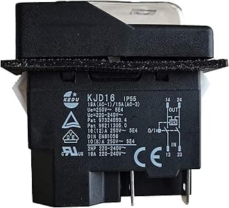 KEDU KJD16 Electromagnetic Switch with Power-Off and Voltage Protection Pushbutton Switches for Industrial Machine Tool Equipment AC 220-240V 16A 2HP 16(12) A 10(8) A 250V 5E4 IP55 (KJD16-4Pins)