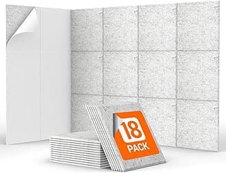 18 Pack Sound Proofing Panels Self-adhesive, TONOR 30x30x0,9cm Square Acoustic Wall Absorbing Panels, High Density Insulation Treatment Soundproofing Panels for Recording Studio, Home, Offices, Grey