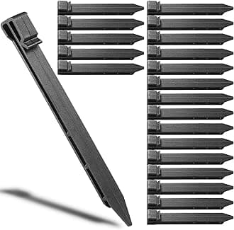10 inch Plastic Garden Stakes Landscape Edging Border Stakes (50 Pack) Heavy Duty Black Anchoring Spikes for Edging Terrace Board and Outdoor Garden Tent Stakes (50, Black)
