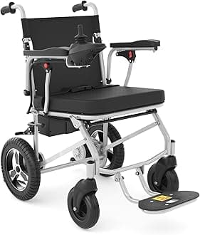 Electric Wheelchairs for Adults,20 Miles Lightweight Foldable Motorized Wheelchairs Power Portable Wheelchair,500W Motor,Silver