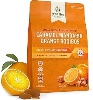 Cederberg Tea Company Caramel Mandarin Orange Rooibos Tea Bags - Made with Organic Red Rooibos Tea, South African Herbal Tea, Naturally Caffeine Free Tea, Small Batch - Select Blend Non-GMO, Premium Leaf, Antioxidant-Rich, 30 Count