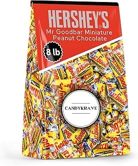 CandyKraveMr Goodbar Mini Candy 8lb Bag - Individually wrapped Snack-Sized Chocolate Bars bulk are great for Snacking, Pinata, Celebrations, Gifting & More!