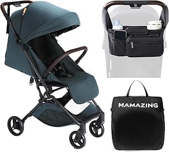 Lightweight Baby Travel Stroller with Carbor Fiber Frame, Compact & Airplane-Friendly, One-Handed Folding Design, 11.6 lbs, Perfect for Toddlers, Organizer & Cushion Included, Blue
