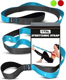 Stretching Strap with Loops - Non Elastic Stretch Band for Physical Therapy, Yoga Strap for Stretching Equipment, Stretch Bands for Exercise and Flexibility - Fascia, Hamstring & Leg Stretcher Belt