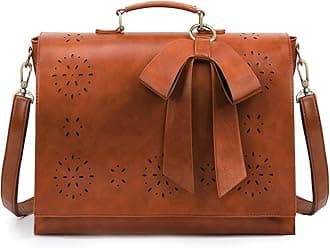 Women's Briefcase Vegan Leather Laptop Bag for Work Shoulder Computer Satchel Bag with Detachable Bow