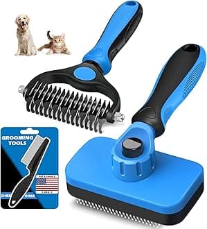 3PCS Self Cleaning Slicker Brush & Pet Grooming Rake & Bath Brush for Dogs,Cats and Horses | Double-Sided Dematting Comb & Skin Friendly Deshedding Grooming Tool | Premium Pet Supplies(Green Black)