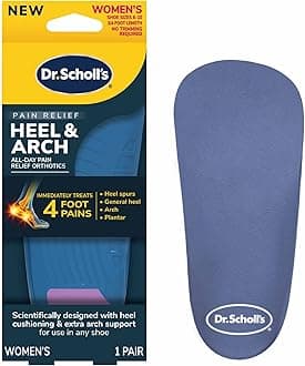 Heel & Arch All-Day Pain Relief Orthotic Insoles, ¾ Length Shoe Inserts, Women Size 6-10, 1 Pair