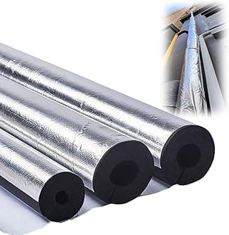 Outdoor Foam pipe insulation tubing, for On air conditioning lines on Heat Pump, Insulated tubes prevent heat loss, ID 22mm (7/8")-165mm (6-1/2") aluminum foil Foam Tubing(27mm(ID) x30mm)