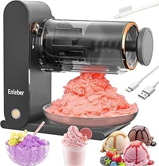 Shaved Ice Snow Cone Machine with 2 Reusable Plastic Ice Mold Cups Slushie Machine with Stainless Steel Blades Cocktail Margarita TableTop Ice Crusher(Dark Grey)