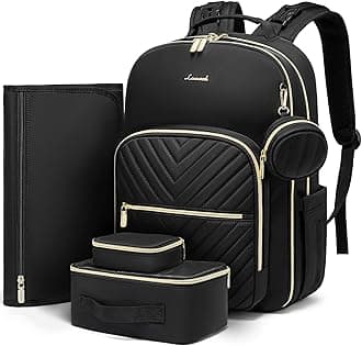LOVEVOOK Diaper Bag Backpack with 2 Cubes, Quilted Baby Bag with Changing Pad & Pacifier Holder, Waterproof Travel Diaper Bags for Baby Boys Girls, Stylish and Large Capacity,5PCS Set, Black