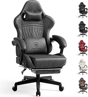 GTPLAYER Gaming Chair with Speakers, Video Game Chairs with Footrest, PC Gamer Chairs for Adults - Padded High Back Ergonomic Reclining Silla Gamer, Linkage Armrest, Ace Pro, Grey