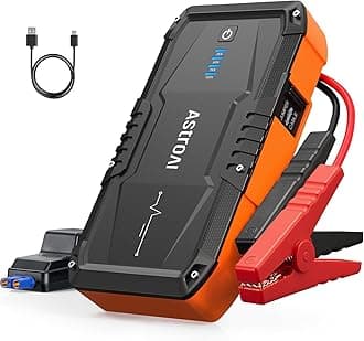 S8 Car Battery Jump Starter, Car Jumper Starter Battery Pack for Up to 6.0L Gas & 3.0L Diesel Engines, 12V Portable Jump Box with 3 Modes Flashlight and Jumper Cable (Orange)