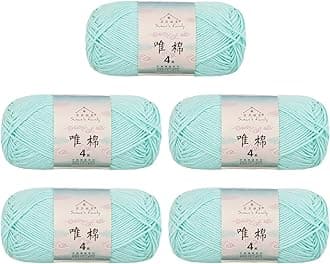 Susan's Family 4 ply 60% Cotton 40% Acrylic Yarn - Soft & Durable - 5 x 50g (1.76oz) - 655 Yards for Knitting & Crocheting - Baby Blankets, Amigurumi, Sweaters & More